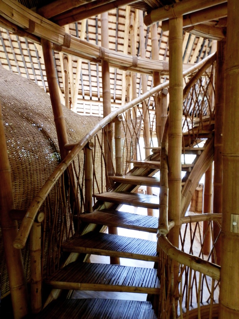 Spiral bamboo staircase