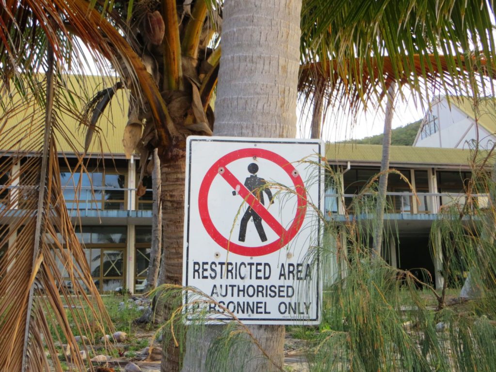 Brampton island restricted access sign