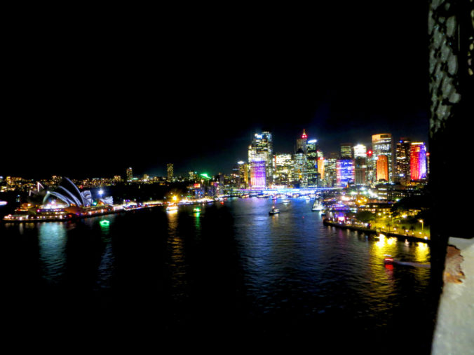 Vivid view from the Sydney Harbour Bridge