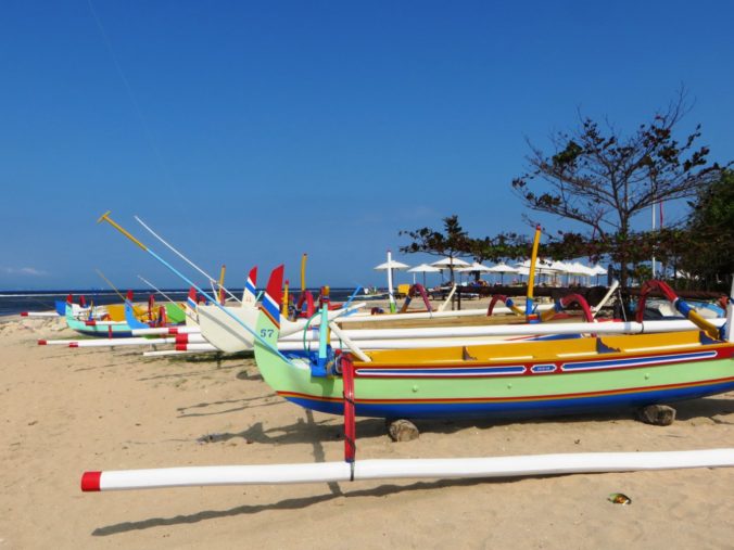 Sanur beach boats colourful