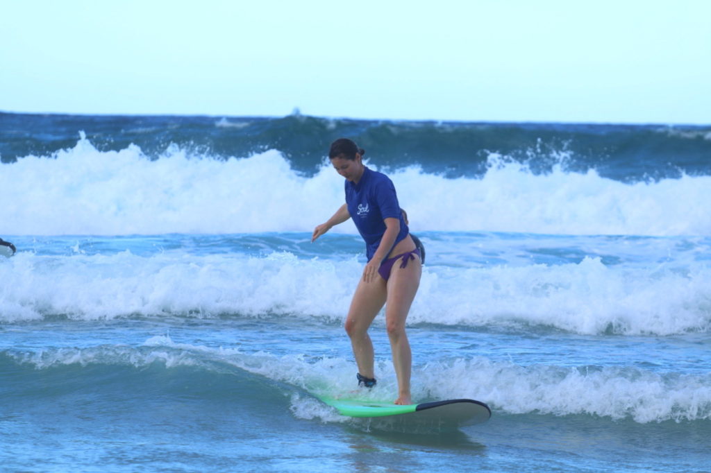 A little unsteady, but surfing nonetheless